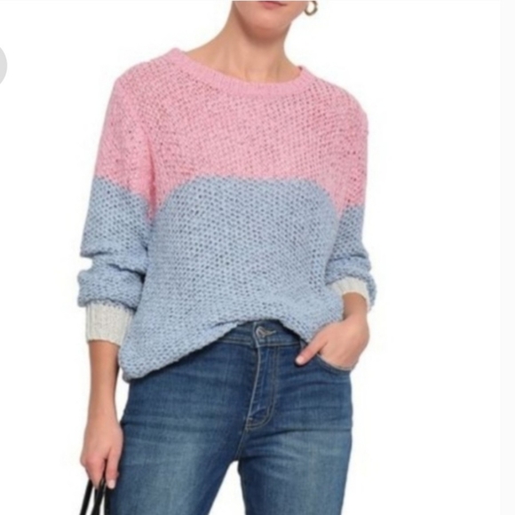 Sandro Paris Obeline Color Block Woven Sweater - Picture 1 of 15